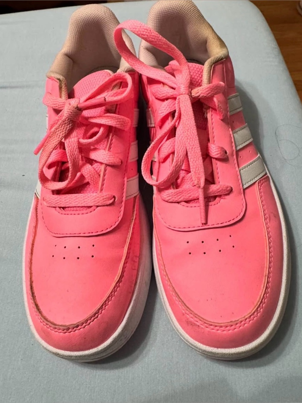 adidas Kids Bright Pink Lace-Up Sneakers
